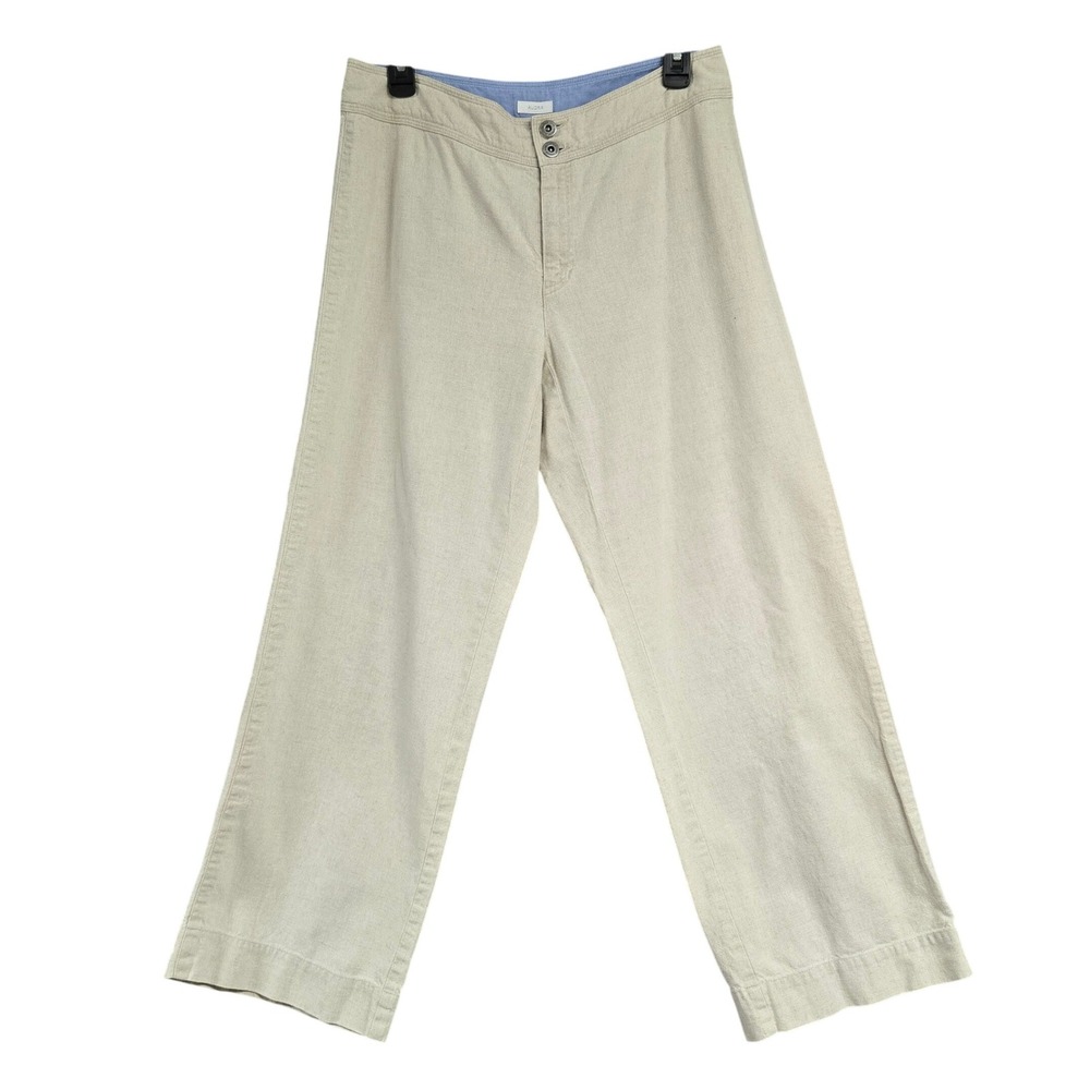 Liz Claiborne Lizwear Audra Tan Linen Blend Wide Leg Pants Womens Size 12P